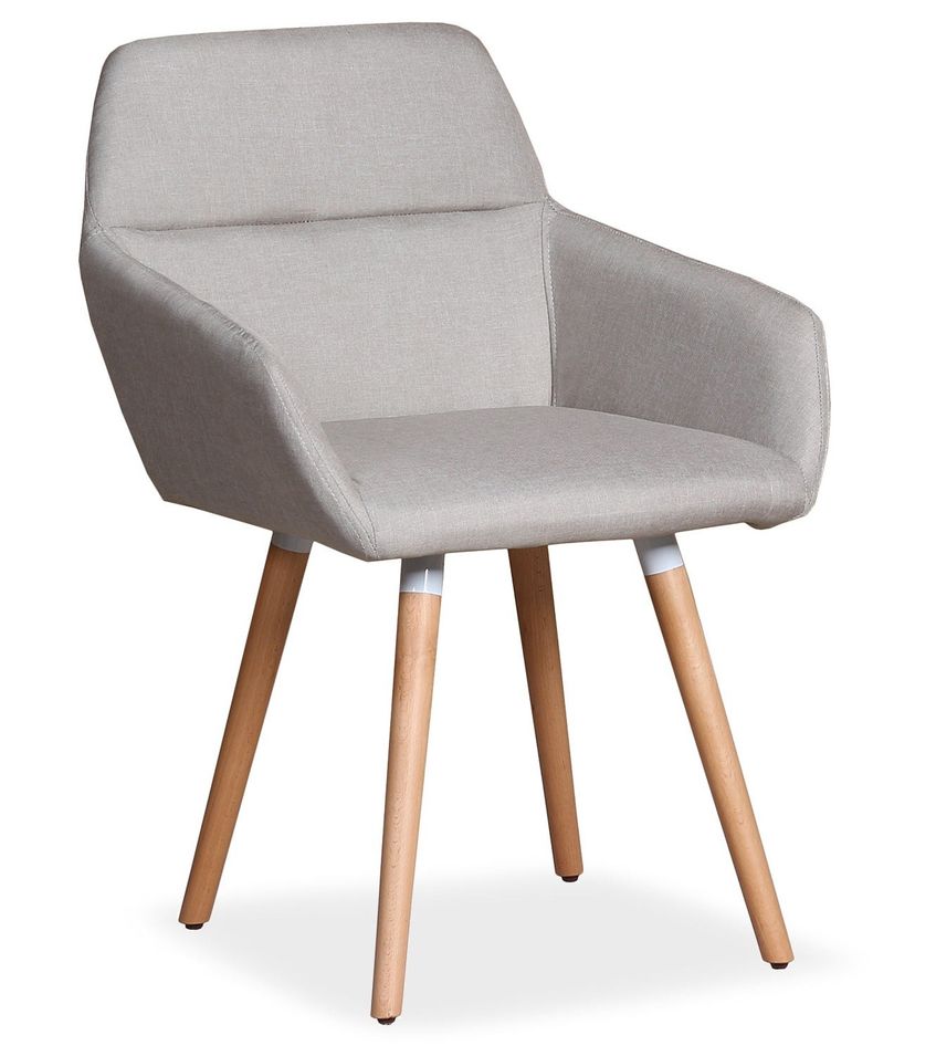 Fauteuil scandinave tissu beige Feriez - Lot de 2 - Photo n°1
