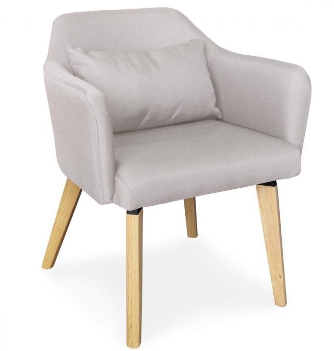 Fauteuil Scandinave tissu beige Kanty - Photo n°1
