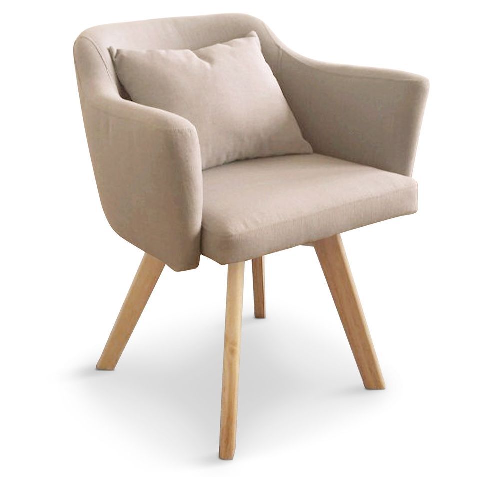 Fauteuil scandinave tissu beige Kanty - Lot de 2 - Photo n°1