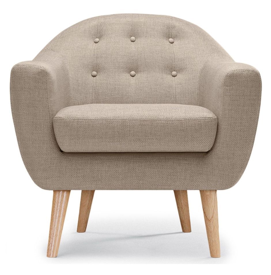 Fauteuil scandinave tissu beige Koldy - Photo n°1