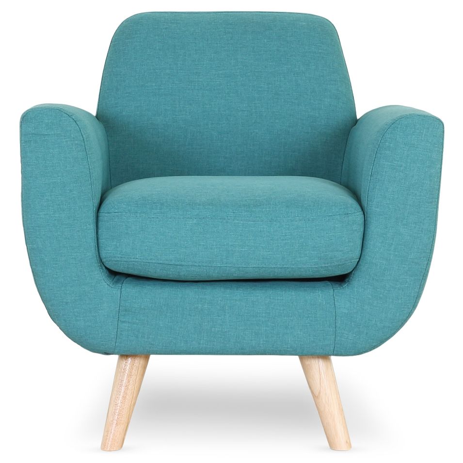 Fauteuil scandinave tissu bleu Annis - Photo n°1