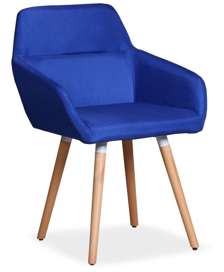 Fauteuil scandinave tissu bleu Feriez - Lot de 2 - Photo n°1