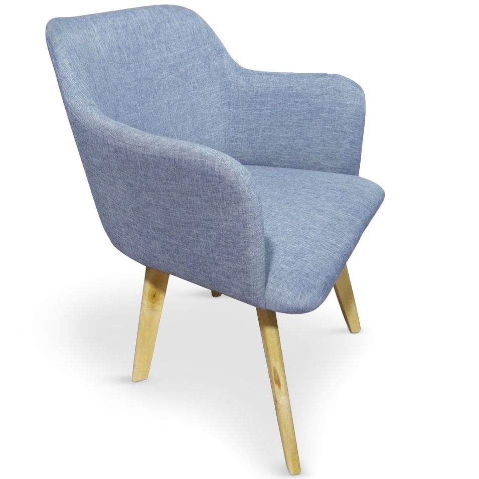 Fauteuil scandinave tissu Bleu Kandi - Photo n°1