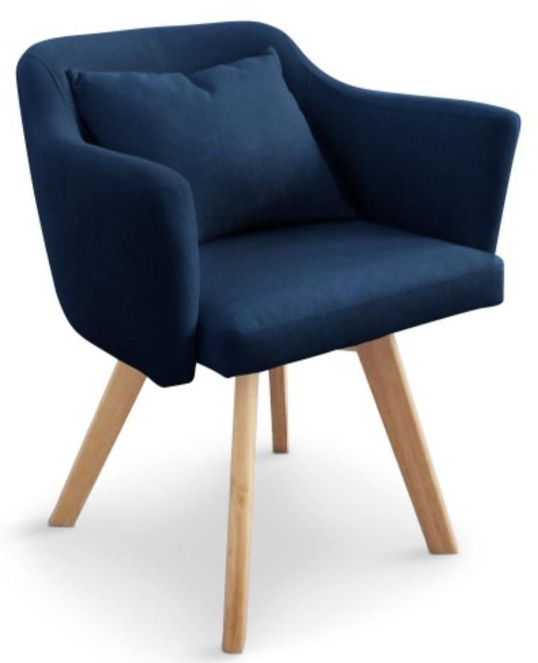 Fauteuil Scandinave tissu bleu Kanty - Photo n°1