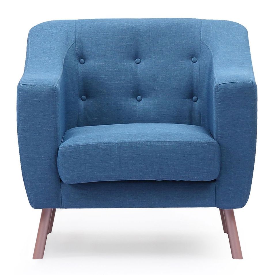 Fauteuil scandinave tissu bleu Kopla - Photo n°1