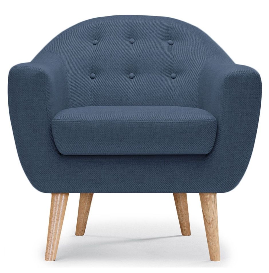 Fauteuil scandinave tissu bleu Koldy - Photo n°1