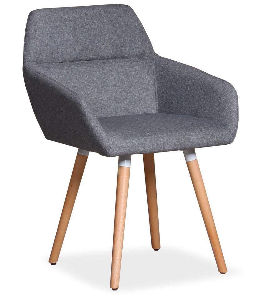 Fauteuil scandinave tissu gris clair Feriez - Lot de 2 - Photo n°1