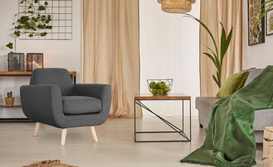 Fauteuil scandinave tissu gris foncé Annis - Photo n°6