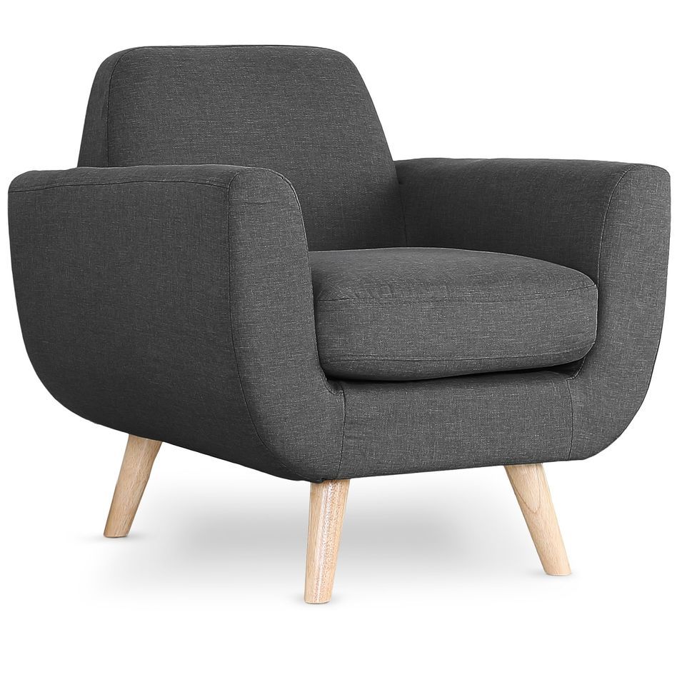 Fauteuil scandinave tissu gris foncé Annis - Photo n°2