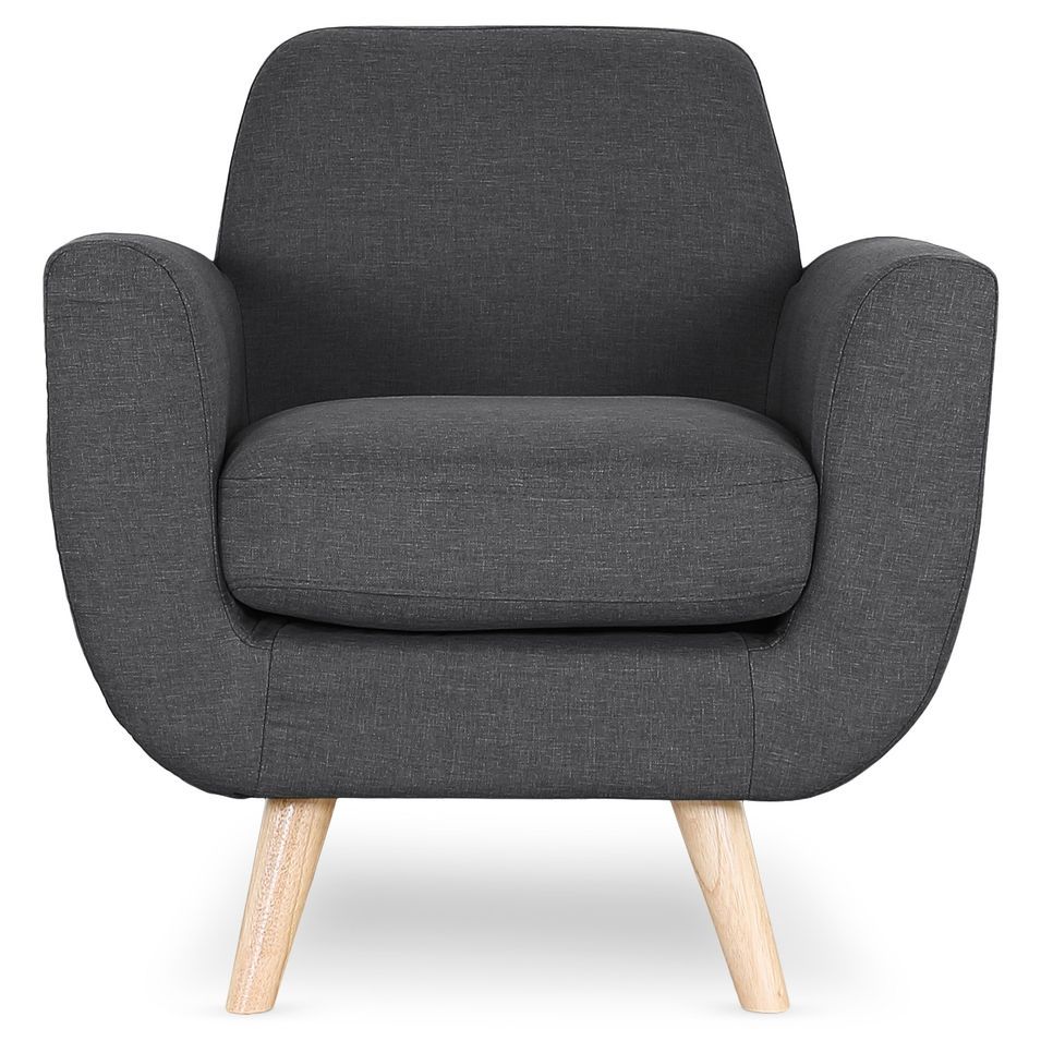 Fauteuil scandinave tissu gris foncé Annis - Photo n°1