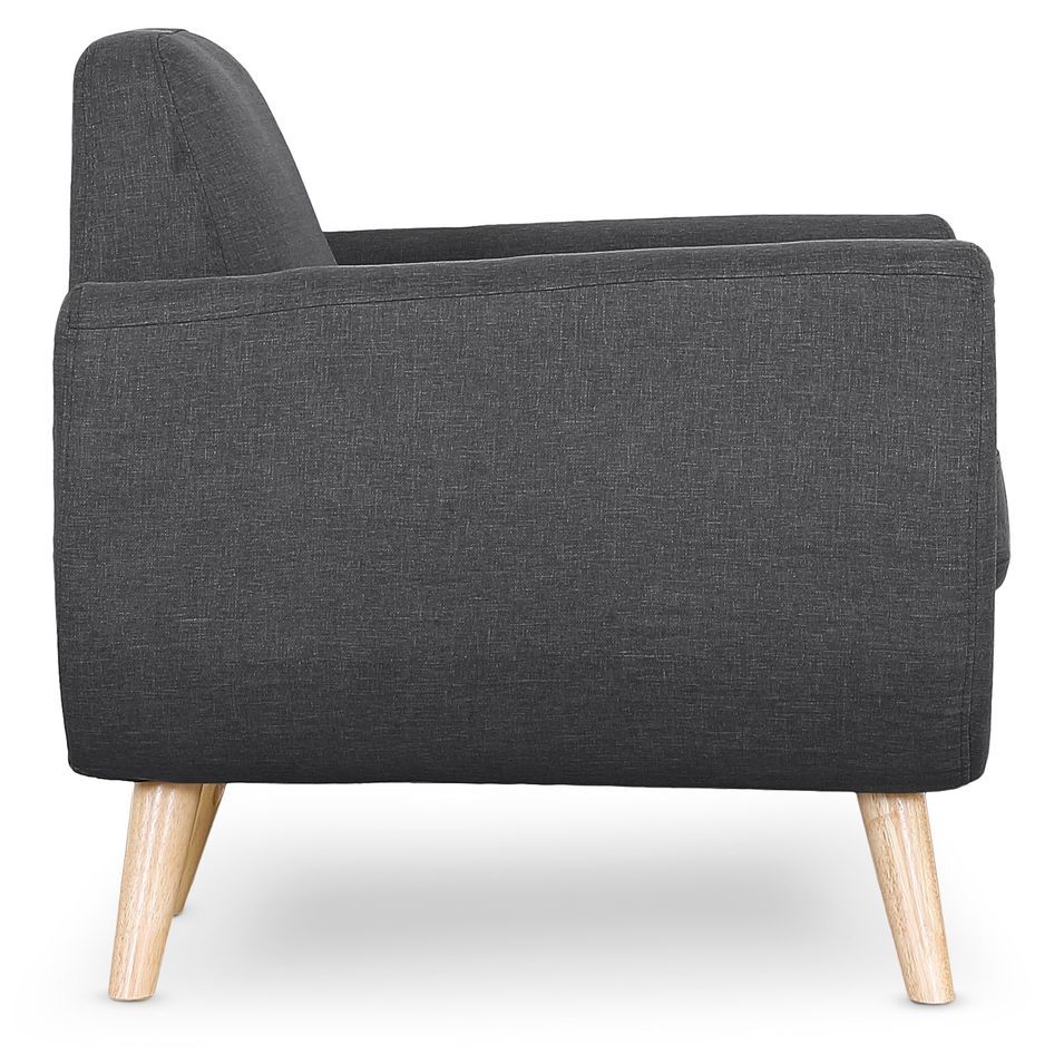 Fauteuil scandinave tissu gris foncé Annis - Photo n°4