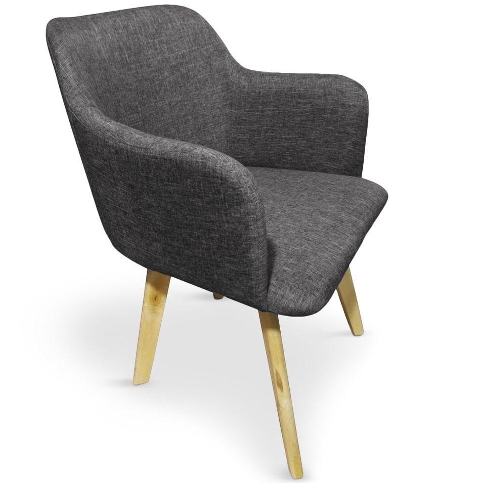 Fauteuil scandinave tissu gris foncé Kandi - Photo n°1