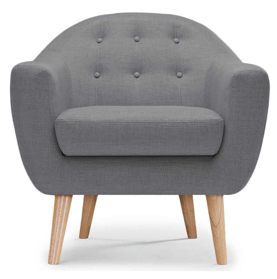 Fauteuil scandinave tissu gris Koldy - Photo n°1