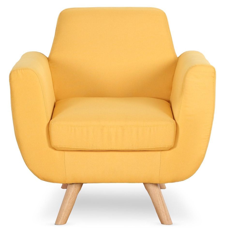Fauteuil scandinave tissu jaune Annis - Photo n°1