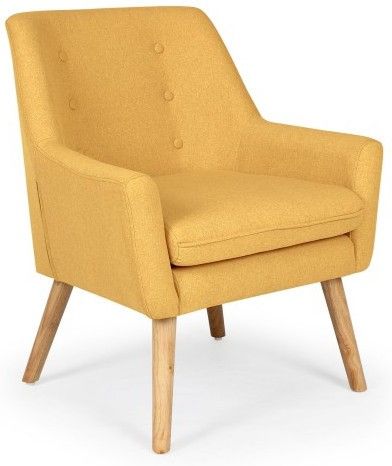 Fauteuil scandinave tissu jaune Gustavo - Photo n°1