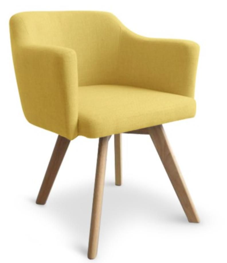 Fauteuil scandinave tissu jaune Kanty - Photo n°1