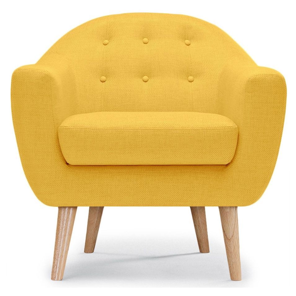 Fauteuil scandinave tissu jaune Koldy - Photo n°1