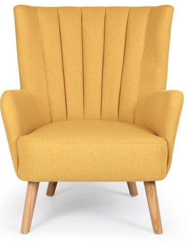 Fauteuil scandinave tissu jaune Vernier - Photo n°1