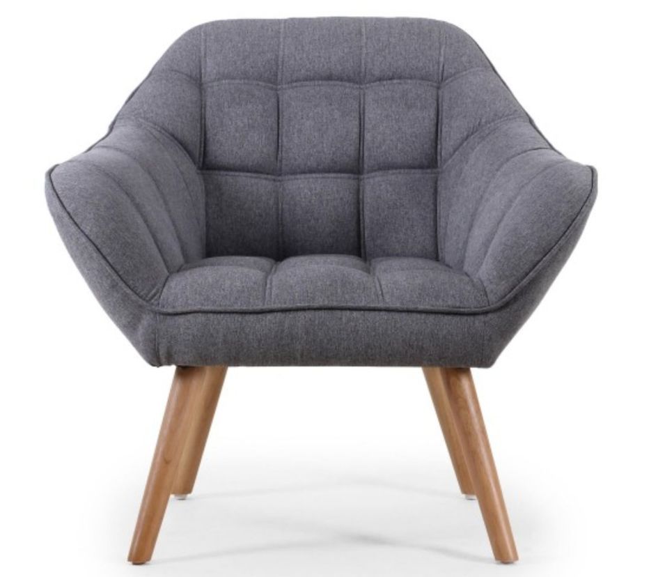 Fauteuil scandinave tissu matelassé gris clair Kime - Photo n°1