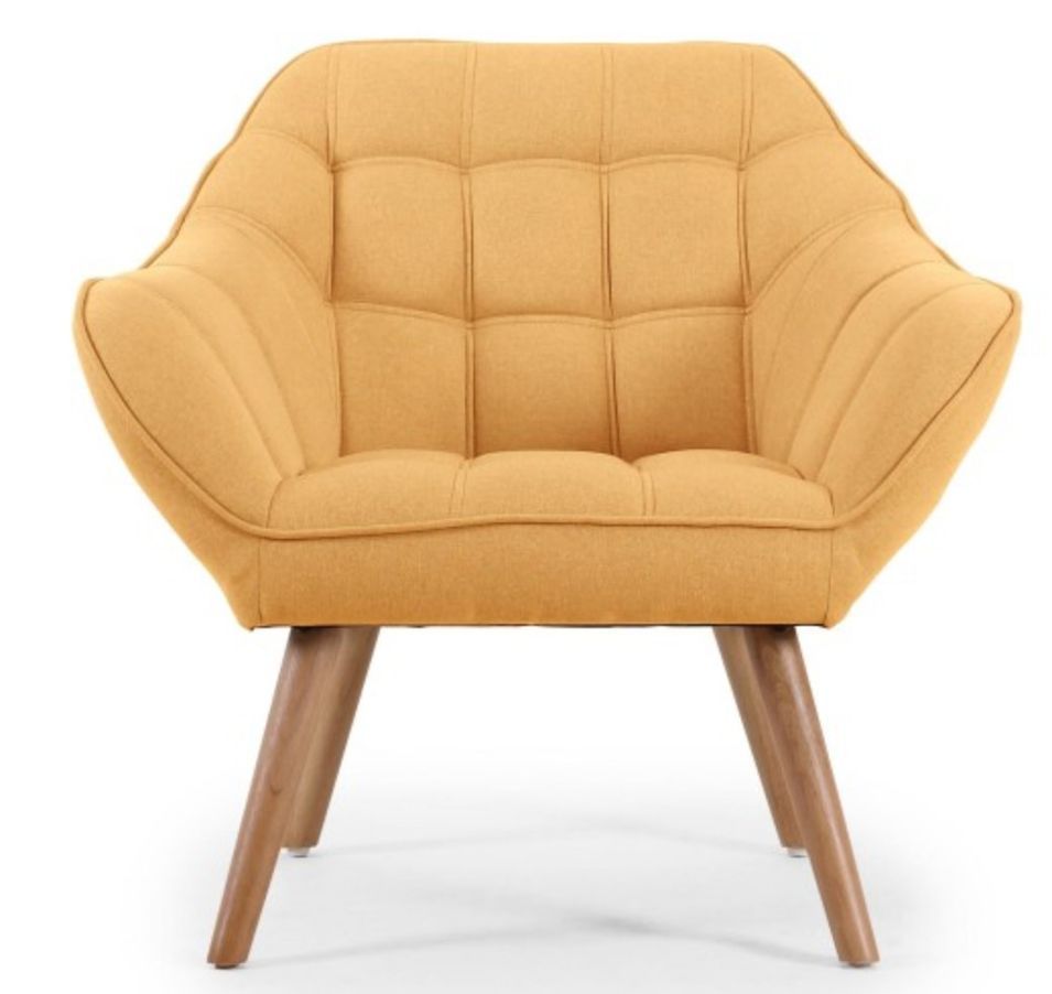 Fauteuil scandinave tissu matelassé jaune Kime - Photo n°1