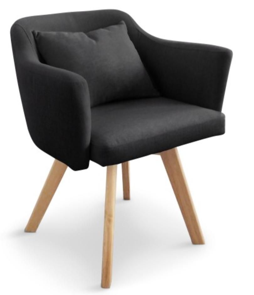 Fauteuil Scandinave tissu noir Kanty - Photo n°1