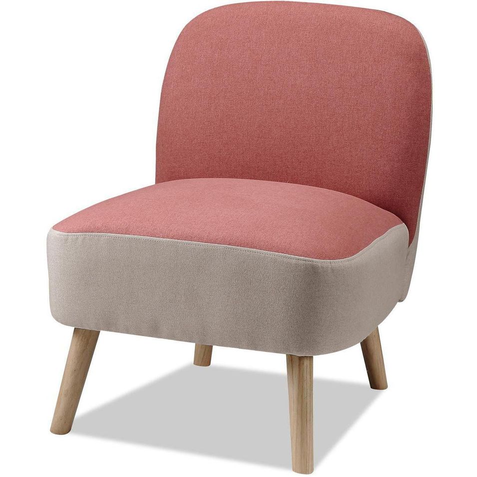Fauteuil scandinave tissu rose et pieds bois clair Nochi - Photo n°1