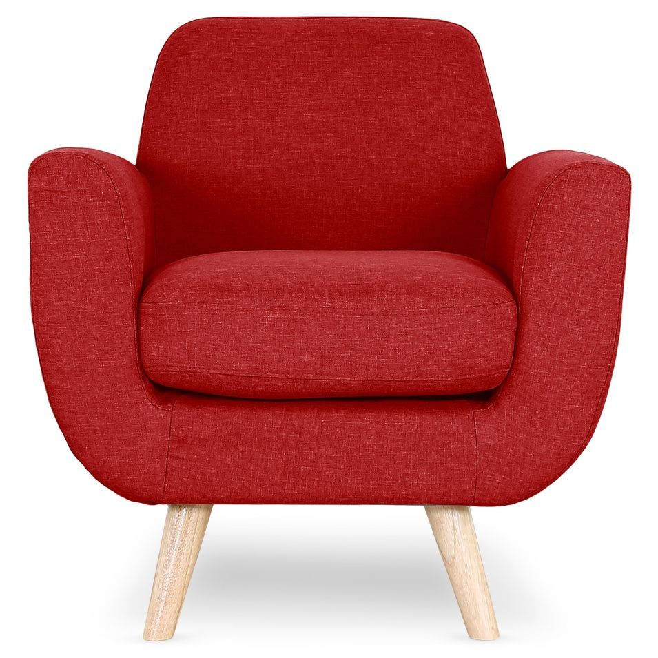 Fauteuil scandinave tissu rouge Annis - Photo n°1