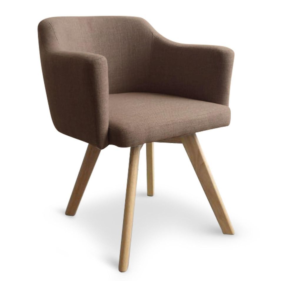 Fauteuil Scandinave tissu taupe Kanty - Lot de 2 - Photo n°1