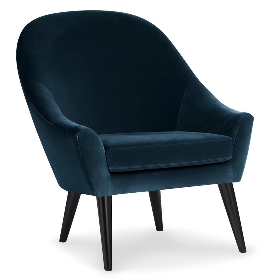Fauteuil scandinave velours bleu Kandu - Photo n°1