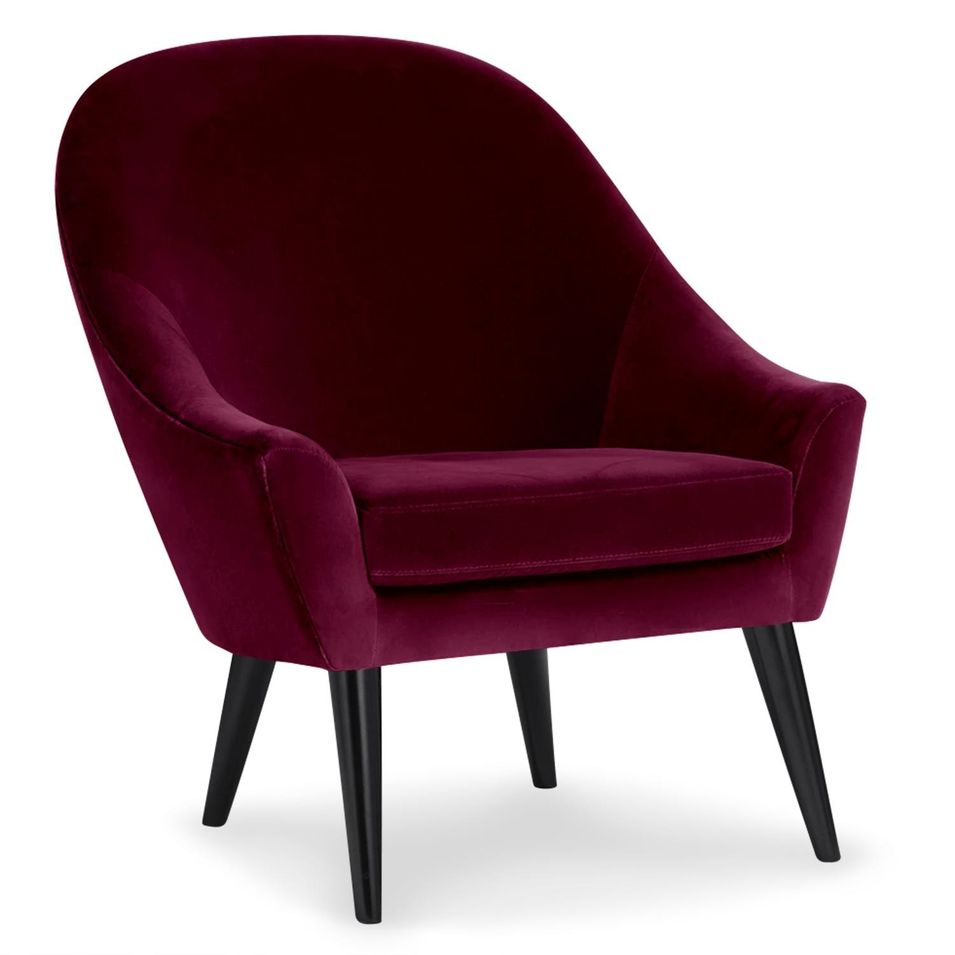Fauteuil scandinave velours bordeaux Kandu - Photo n°1