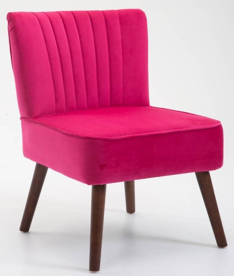 Fauteuil scandinave velours fuchsia Roxanne - Photo n°1