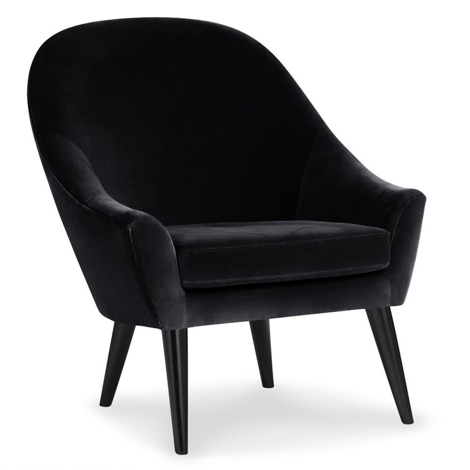 Fauteuil scandinave velours noir Kandu - Photo n°1