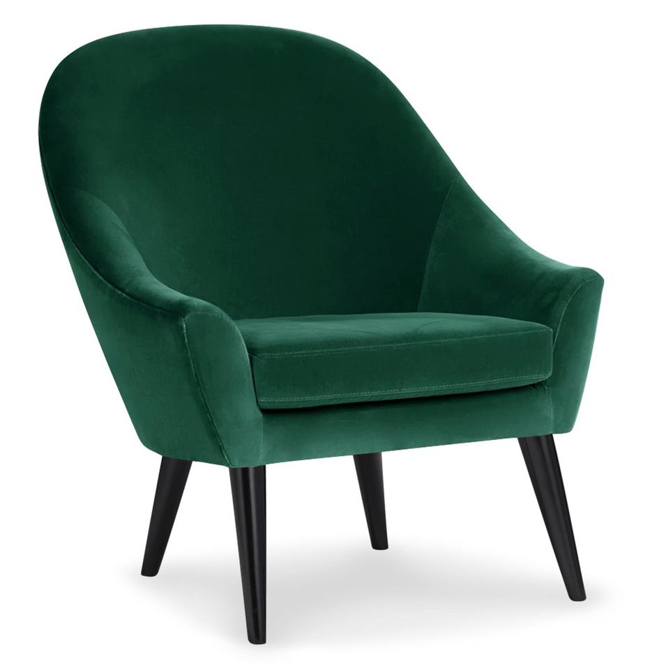 Fauteuil scandinave velours vert Kandu - Photo n°1