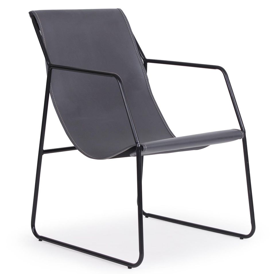 Fauteuil simili cuir et métal gris Ulrich - Photo n°1