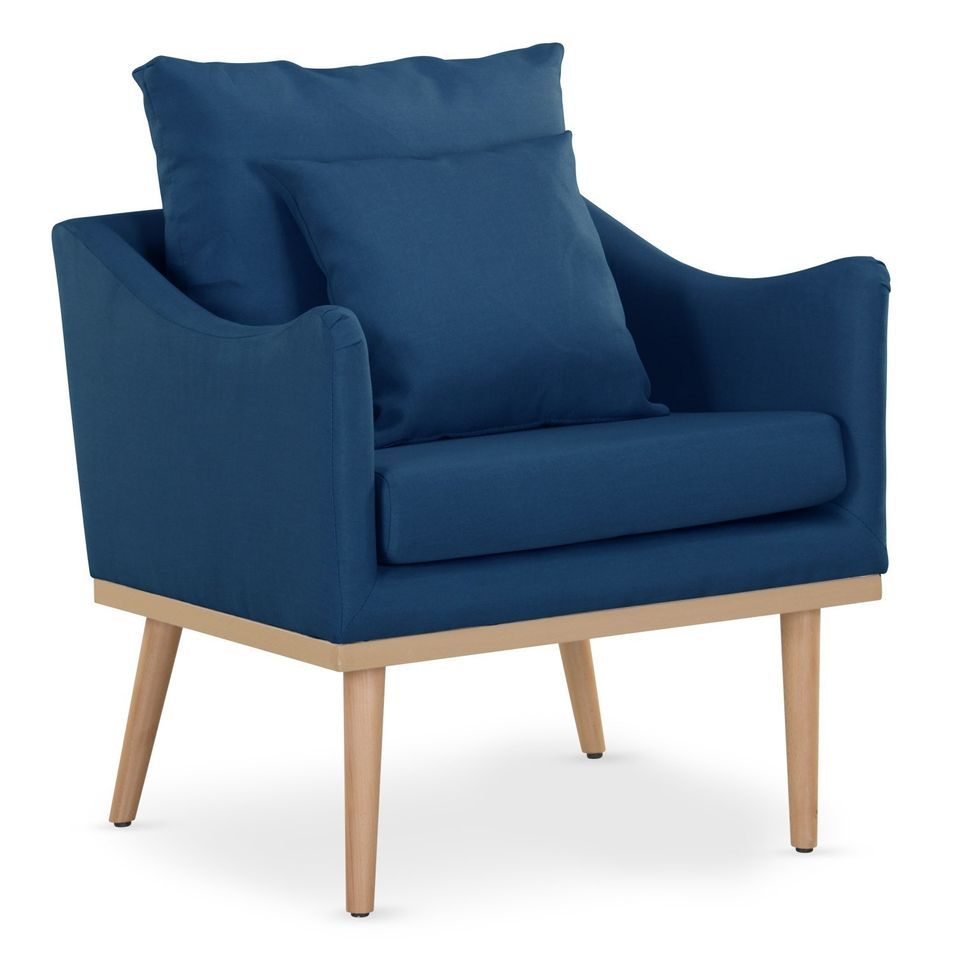 Fauteuil sobre tissu bleu foncé Oskina - Photo n°1