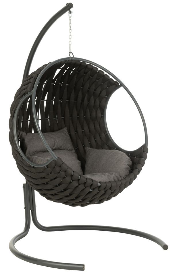 Fauteuil suspendu avec coussins métal noir Vega - Photo n°1