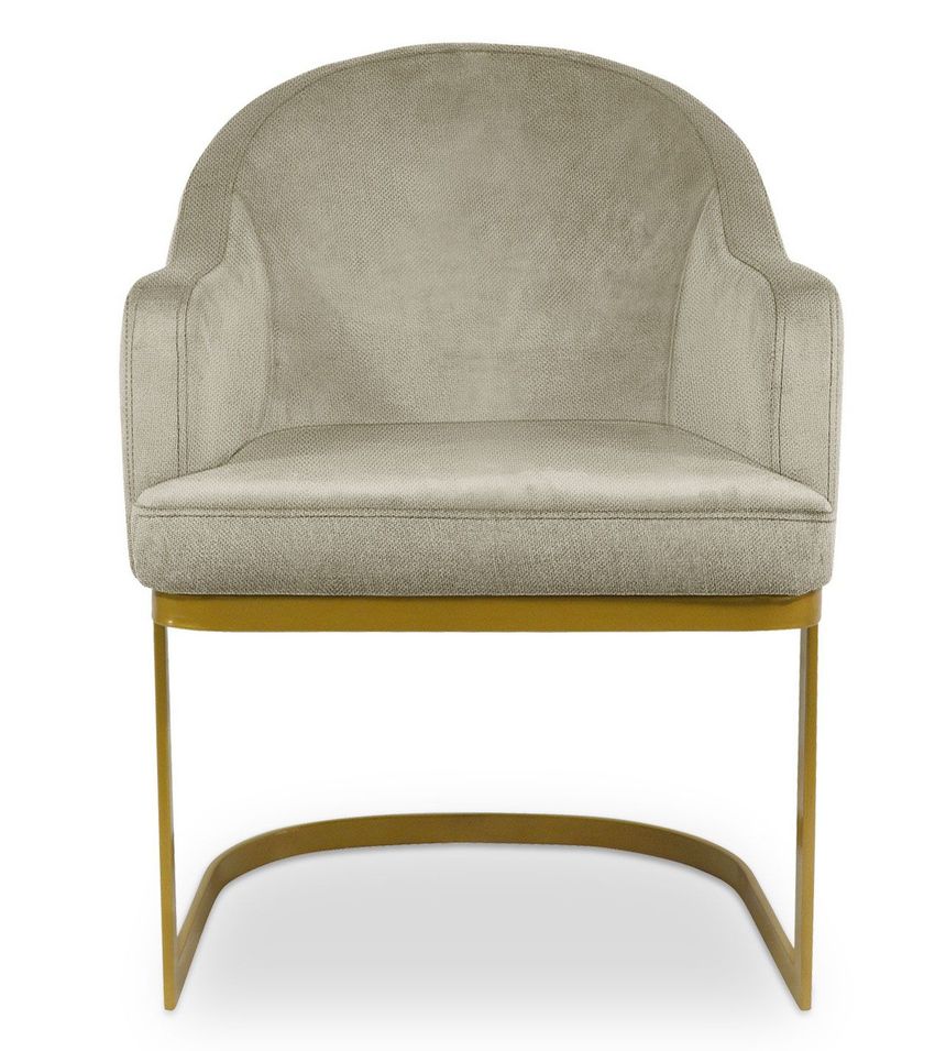 Fauteuil tissu beige et pied métal doré Tserve - Photo n°1