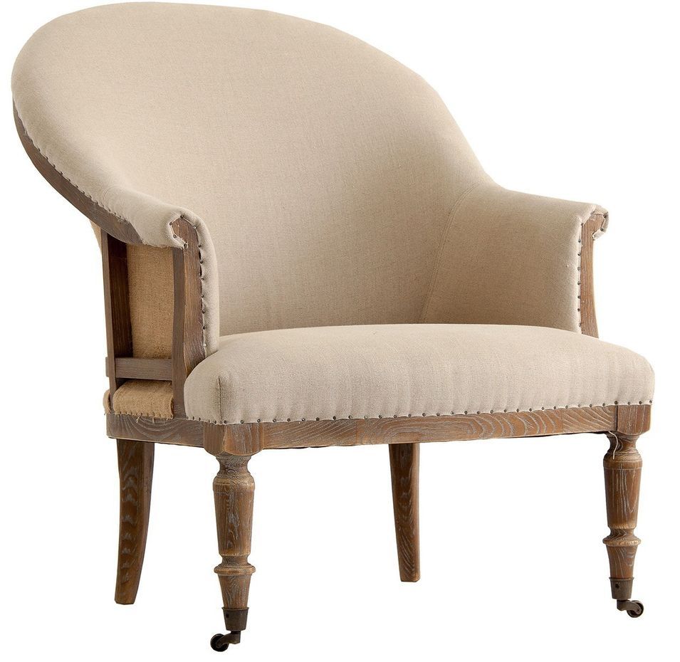Fauteuil tissu beige et pieds frêne massif clair Mira - Photo n°1