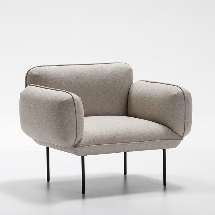 Fauteuil tissu beige et pieds métal Dafnée - Photo n°1