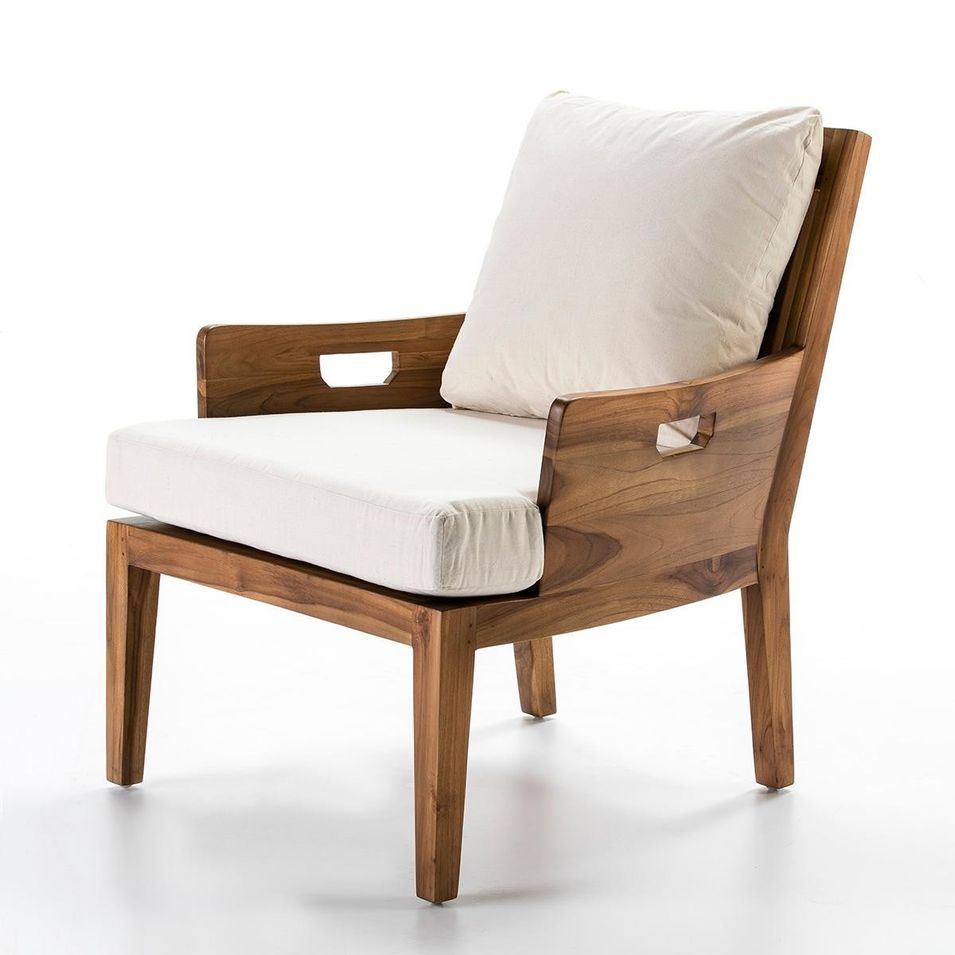 Fauteuil tissu blanc Dério - Photo n°1