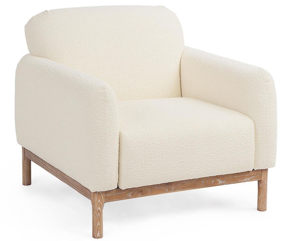 Fauteuil tissu doux naturel bouclé Kindel 91 cm - Photo n°1