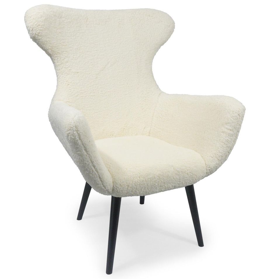 Fauteuil tissu effet peau de mouton beige Yuggy - Photo n°1