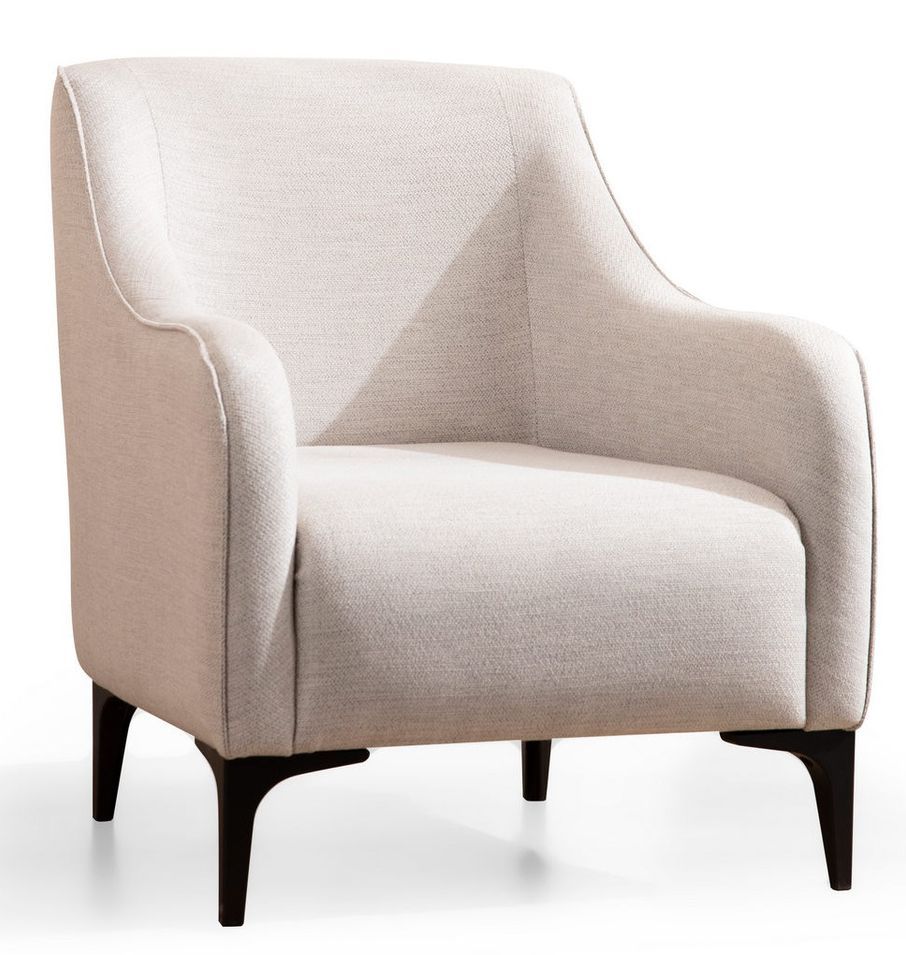 Fauteuil tissu beige clair Bellano 94 cm - Photo n°1