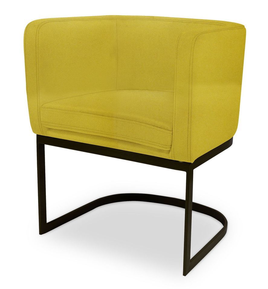 Fauteuil tissu jaune et pied métal noir Naoli - Photo n°1