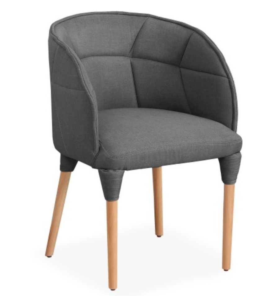 Fauteuil tissu matelassé gris foncé Norda - Photo n°1