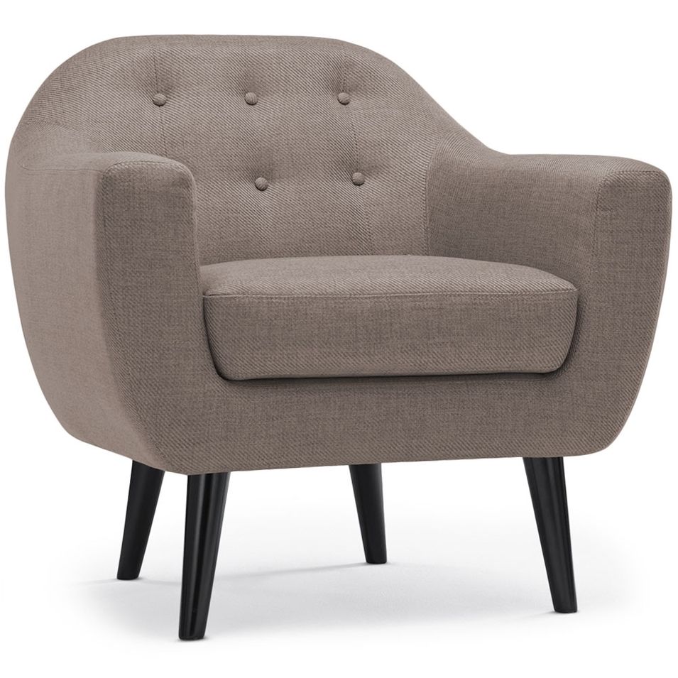 Fauteuil tissu taupe et pieds bois noir Lalis - Photo n°1