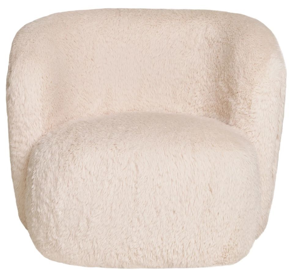 Fauteuil tissu texturé doux crème ANDY – Douceur ronde et design compact - Photo n°1