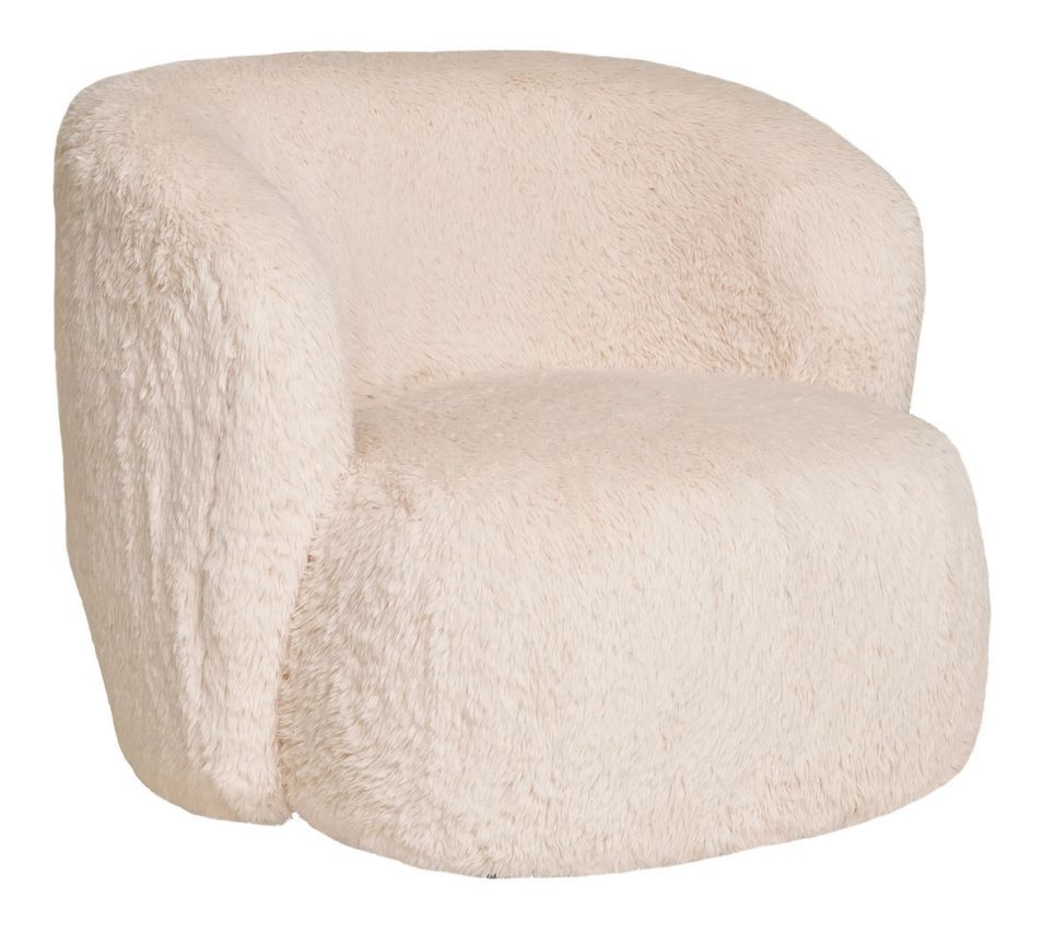 Fauteuil tissu texturé doux crème ANDY – Douceur ronde et design compact - Photo n°1