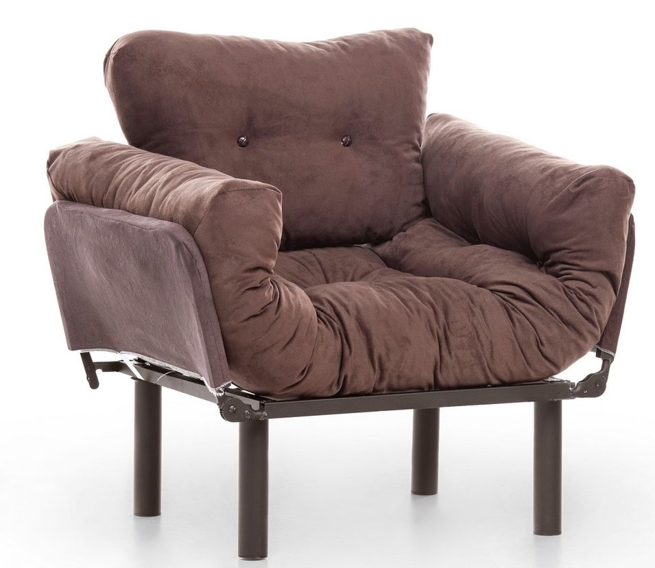 Fauteuil transformable en lit tissu marron Pliaz 95 cm - Photo n°1