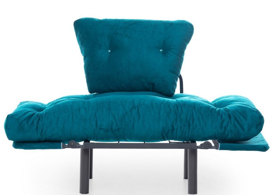 Fauteuil transformable en lit tissu vert pétrole Pliaz 95 cm - Photo n°3